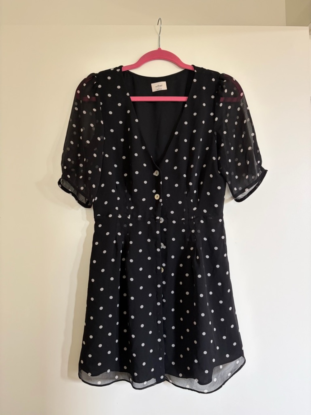 ARITZIA Black Polka Dot V-Neck Dress